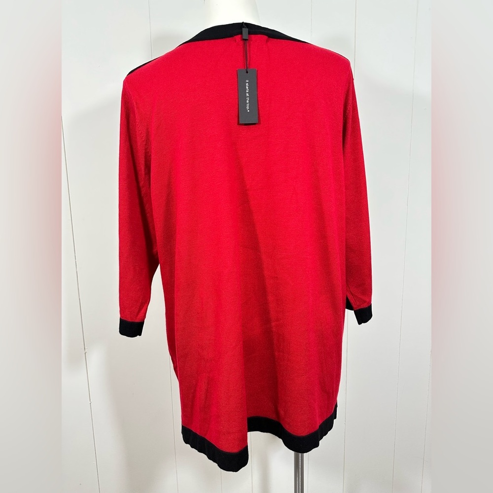 NWT Cable & Gauge Black Red Tunic Boatneck Sweater Plus Sz 3X 3/4 Sleeve - Picture 5 of 10